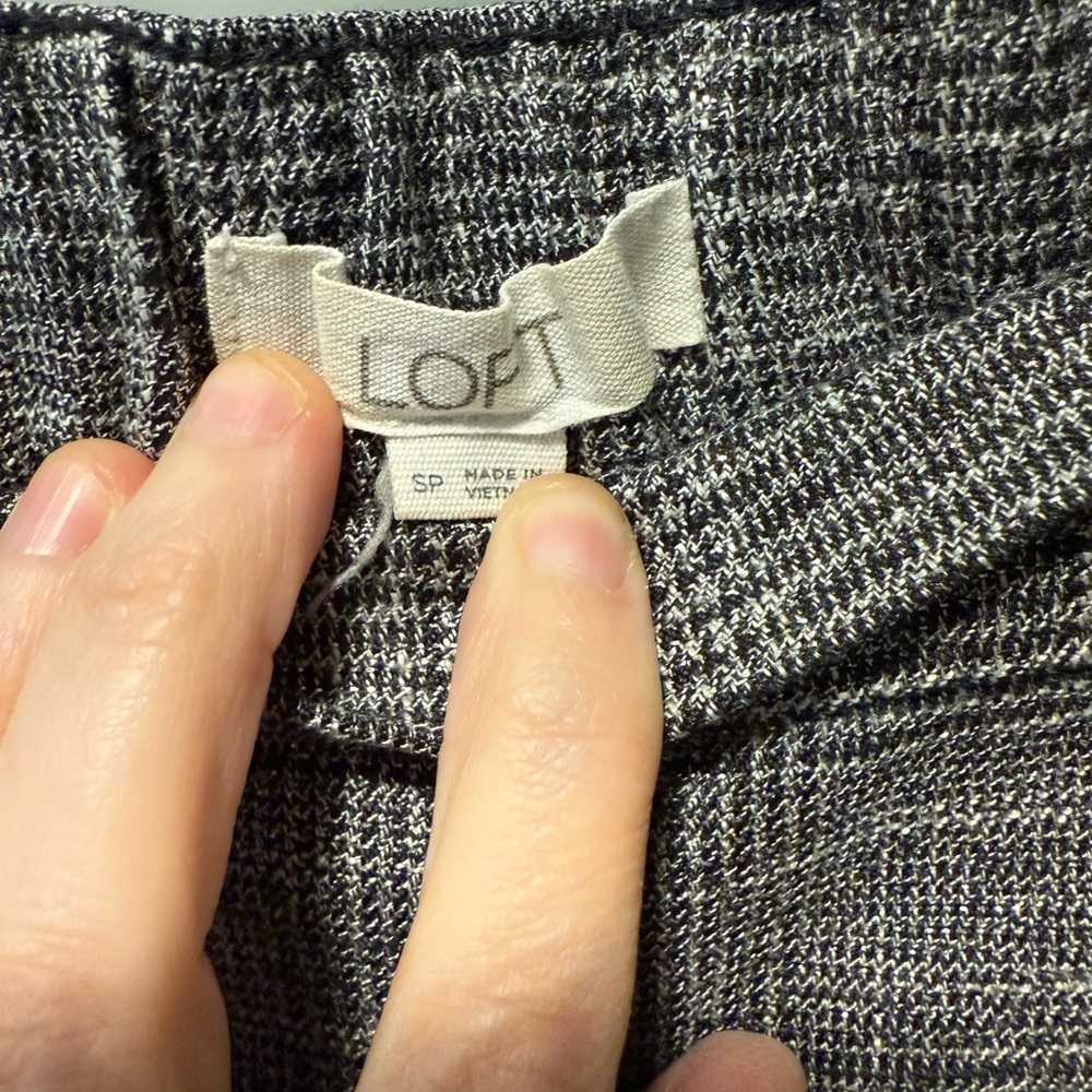 LOFT Charcoal Plaid Dress Pants - Picture 2 of 4